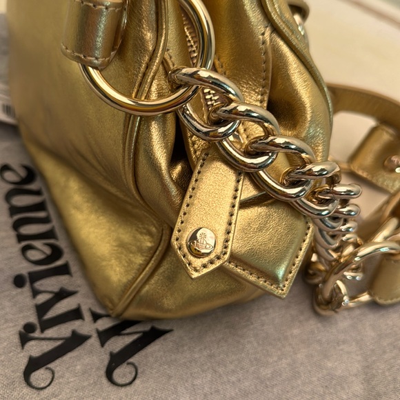Vivienne Westwood CHAIN HANDBAG INJ ORB/GOLD METALLIC NAPPA BRAND NEW W DUST BAG - Picture 7 of 13